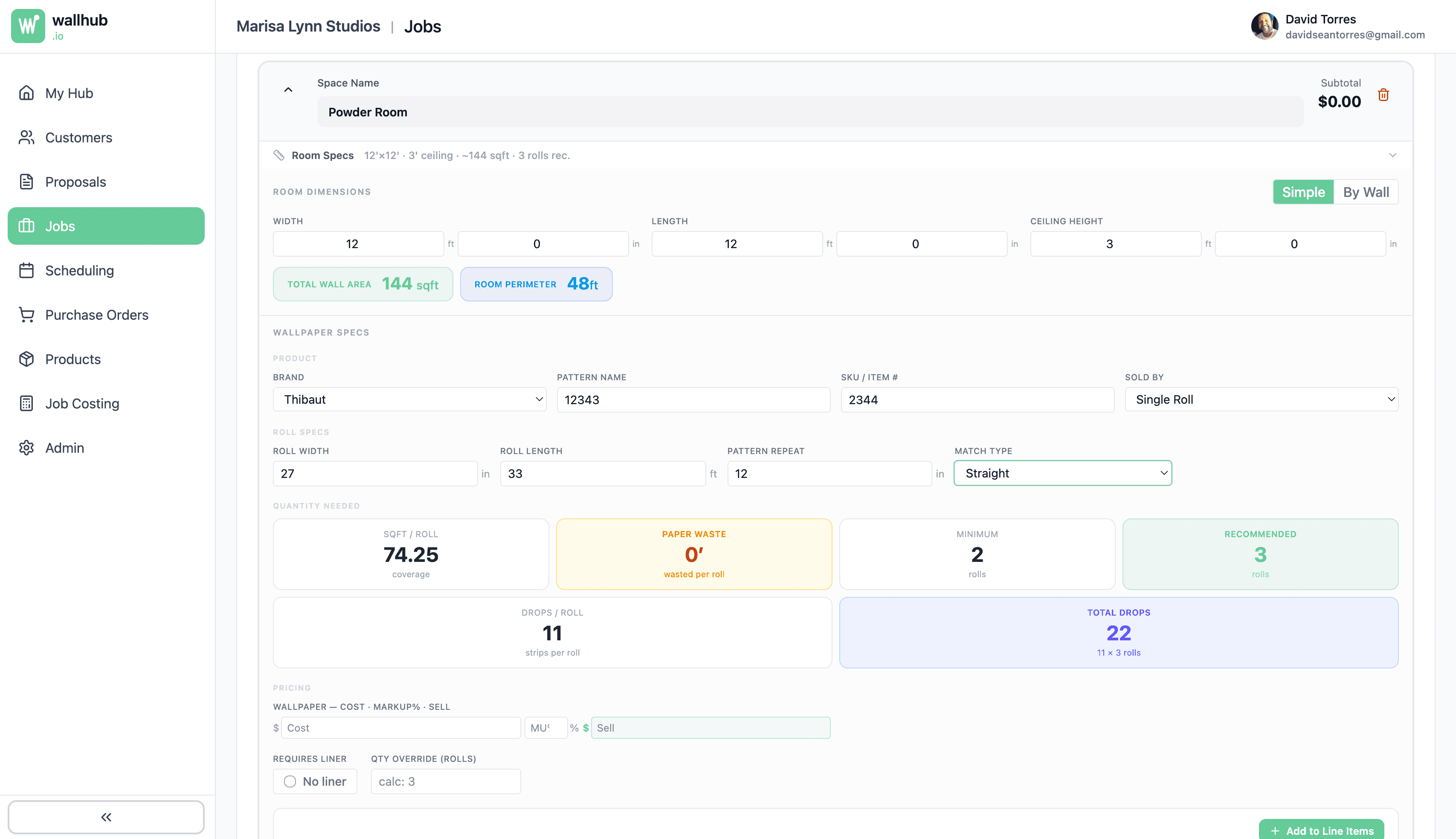 Wallhub dashboard